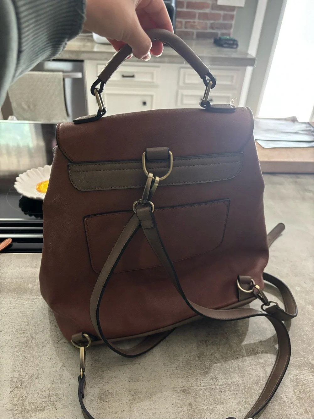 Brown Leather Backpack Bag